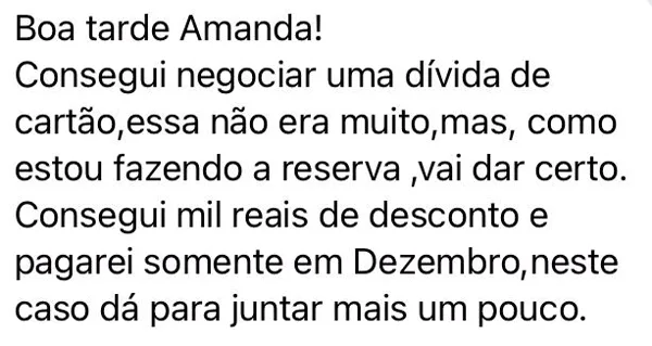 Depoimento: Negociou dívida de cartão com R$ 1.000 de desconto